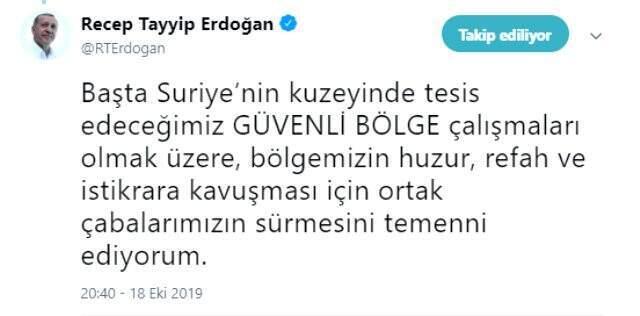 Erdoğan'dan dikkat çeken 'güvenli bölge' vurgusu! Büyük harflerle yazdı