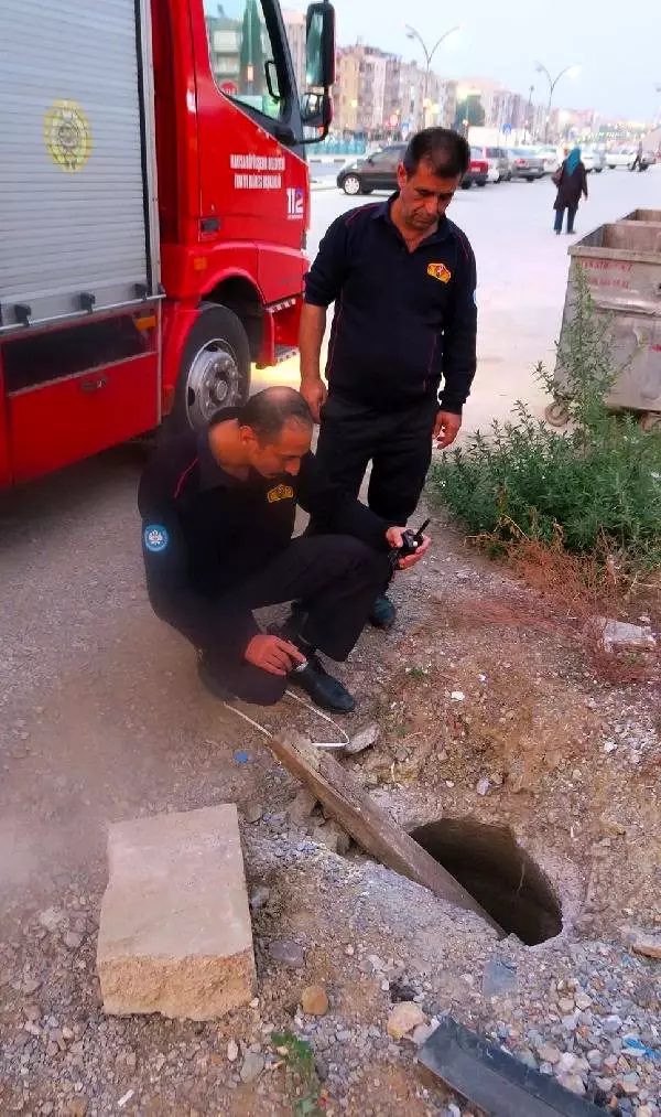 Kuyuya düşen kazı, itfaiye kurtardı Kuyuya düşen kazı, itfaiye kurtardı