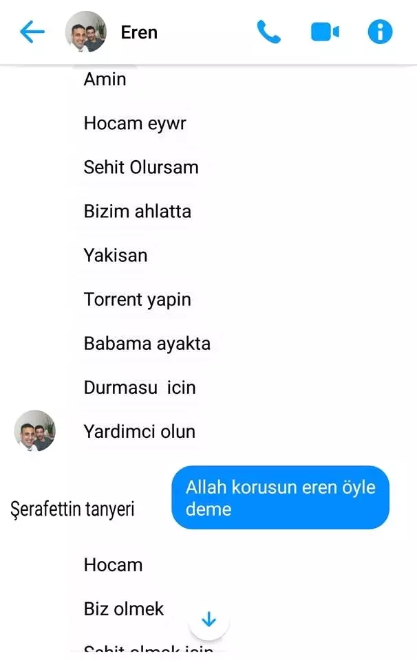 Şehit Uzman Çavuş Eren Öztürk'ün duygulandıran vasiyeti: 'Şehit olursam adıma cami yaptırın' Şehit Uzman Çavuş Eren Öztürk'ün duygulandıran vasiyeti: 'Şehit olursam adıma cami yaptırın'