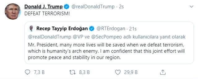 Erdoğan ve Trump telefonda görüştü: İki lider görüşmenin detaylarını Twitter'dan duyurdu