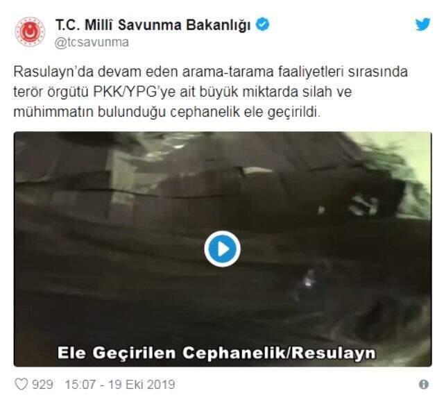 Son dakika: Resulayn'da terör örgütü PKK/YPG'ye ait cephanelik ele geçirildi