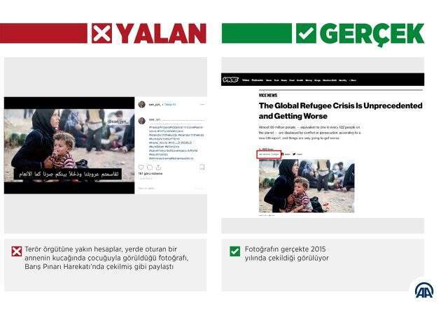 Terör örgütü YPG'nin yandaşları fotoğrafları çarpıtarak manipülasyon yapıyor