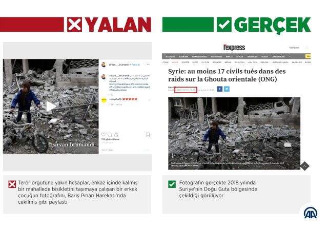 Terör örgütü YPG'nin yandaşları fotoğrafları çarpıtarak manipülasyon yapıyor