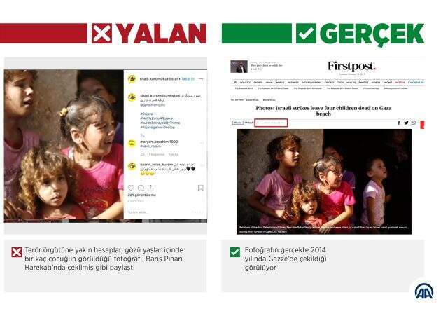 Terör örgütü YPG'nin yandaşları fotoğrafları çarpıtarak manipülasyon yapıyor