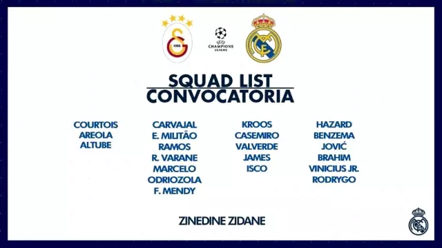 Real Madrid'de Modric, Bale ve Vazquez Galatasaray'a karşı yok! Real Madrid'de Modric, Bale ve Vazquez Galatasaray'a karşı yok!