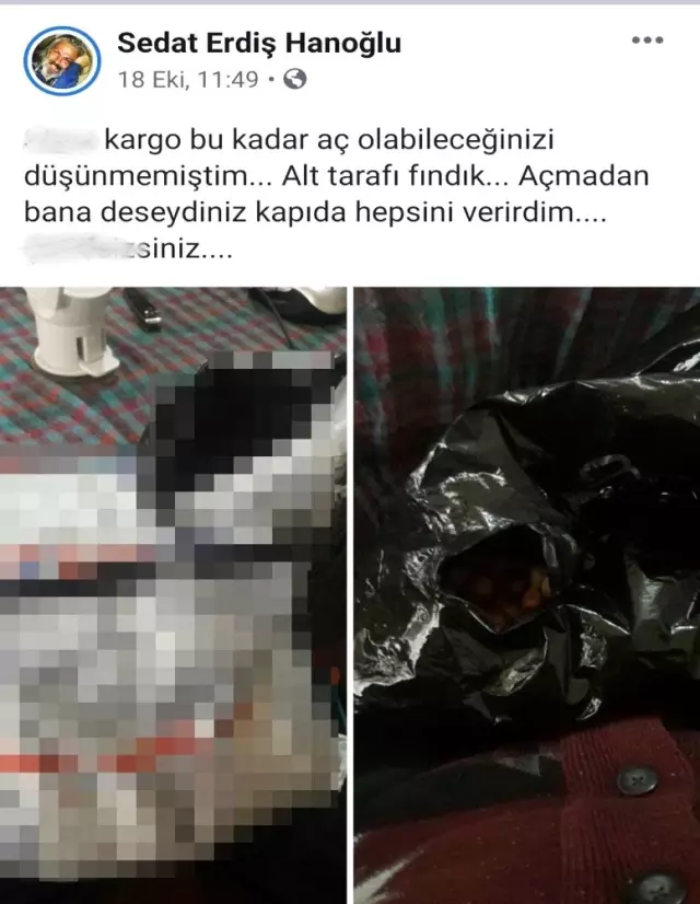 Sanatçı Sedat Erdiş'ten kargo şirketine 'fındık' tepkisi Sanatçı Sedat Erdiş'ten kargo şirketine 'fındık' tepkisi