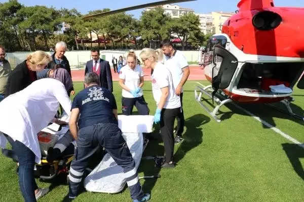 Aort damarı yırtılan hastaya ambulans helikopterle sevk Aort damarı yırtılan hastaya ambulans helikopterle sevk