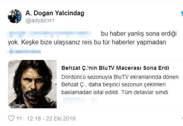 BluTv CEO'su Behzat Ç'nin final yapacağı yönündeki haberleri yalanladı