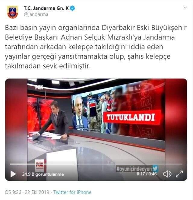 Jandarma Genel Komutanlığı'ndan Fatih Portakal'a Adnan Selçuk Mızraklı tepkisi