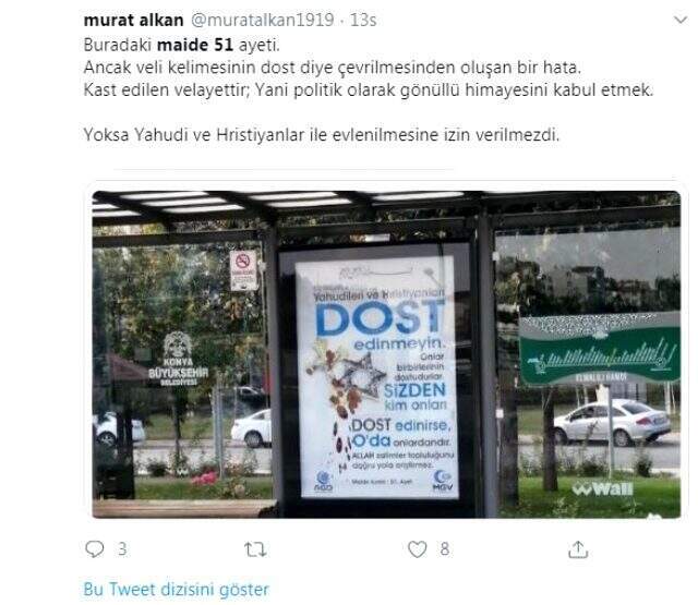 Konya'da otobüs duraklarına asılan afişler sosyal medyada tartışma yarattı