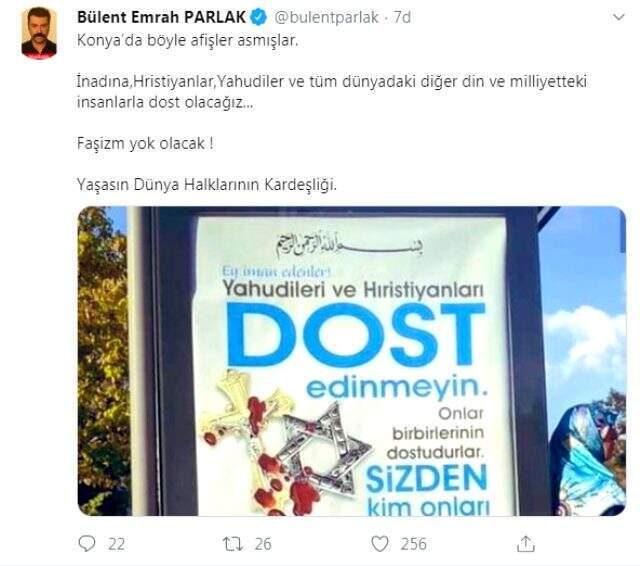 Konya'da otobüs duraklarına asılan afişler sosyal medyada tartışma yarattı