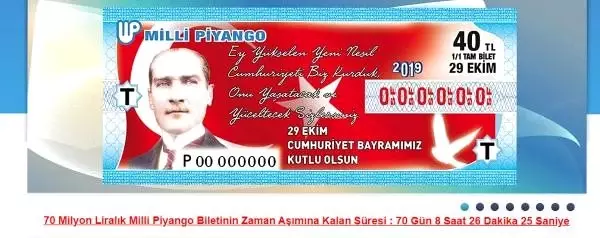Milli Piyango'nun 2019 Yılbaşı Özel Çekilişi'nde 70 milyon lira kazanan kişi parasını hala almadı Milli Piyango'nun 2019 Yılbaşı Özel Çekilişi'nde 70 milyon lira kazanan kişi parasını hala almadı