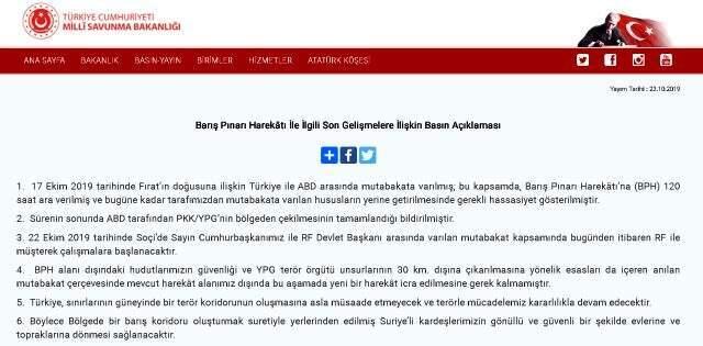 Milli Savunma Bakanlığı: Yeni harekata gerek kalmadı