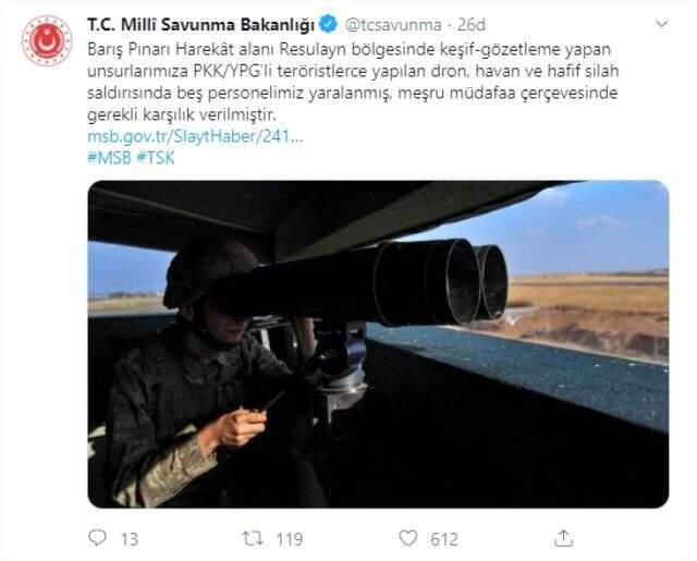 Son dakika: Resulayn'da YPG'li teröristlerden hain saldırı: 5 askerimiz yaralandı