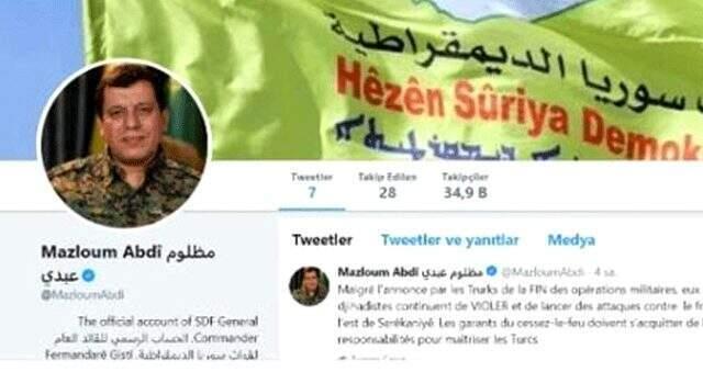 Twitter'dan bir skandal daha! Teröristbaşı Mazlum Kobani'nin hesabını onayladılar