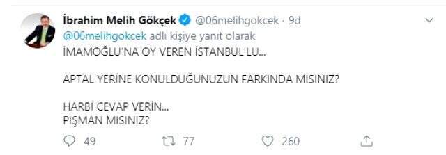Melih Gökçek, Ekrem İmamoğlu'na oy verenlere tepki gösterdi: Aptal yerine konulduğunuz farkında mısınız?