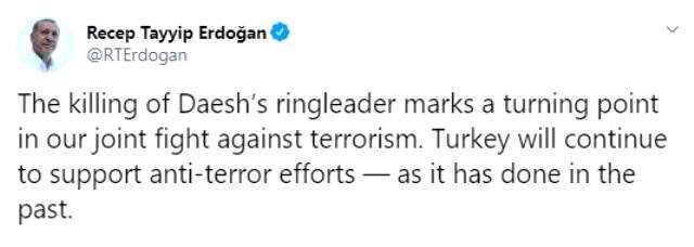 Son dakika: DEAŞ lideri Bağdadi'nin öldürülmesine Cumhurbaşkanı Erdoğan'dan ilk değerlendirme: Dönüm noktası, memnuniyetle karşılıyoruz