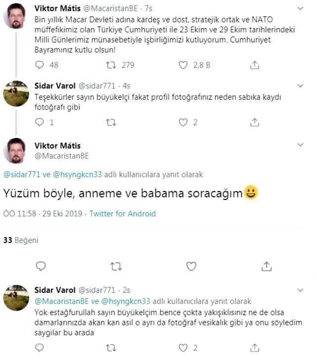 Macaristan Büyükelçisi'nin Türk takipçisiyle diyaloğuna beğeni yağdı