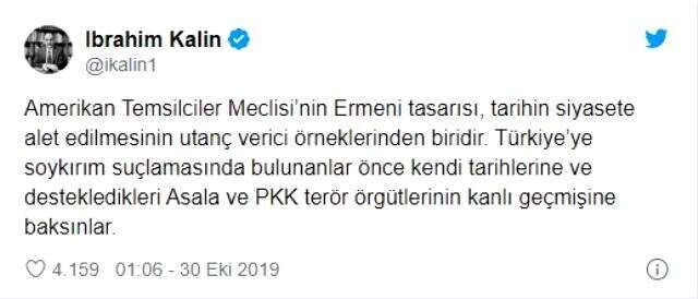 ABD'nin sözde Ermeni soykırım tasarısını ve ekonomik yaptırımları onaylamasına Cumhurbaşkanlığı tepki gösterdi