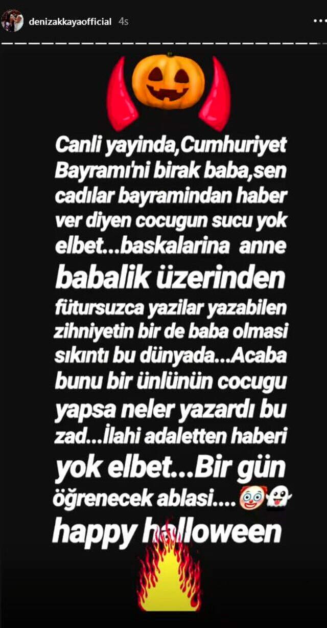 Deniz Akkaya, kızı 29 Ekim'de Cadılar Bayramı'ndan bahseden Cengiz Semercioğlu'na sert çıktı