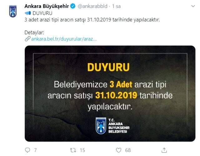Gökçek'ten alınan üç araç, 'Aşırı yıpranmış' gerekçesiyle satılamadı