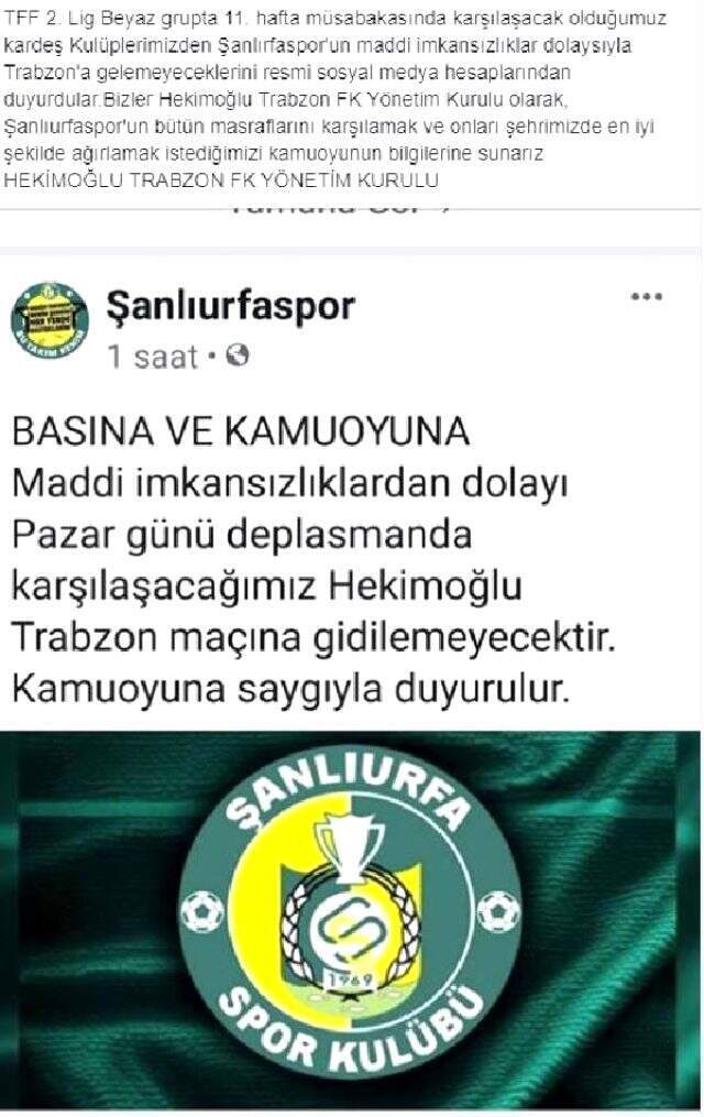 Hekimoğlu Trabzon'dan Şanlıurfaspor'a alkışlanan teklif