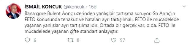 İYİ Partili İsmail Koncuk'tan Bülent Arınç'a KHK desteği
