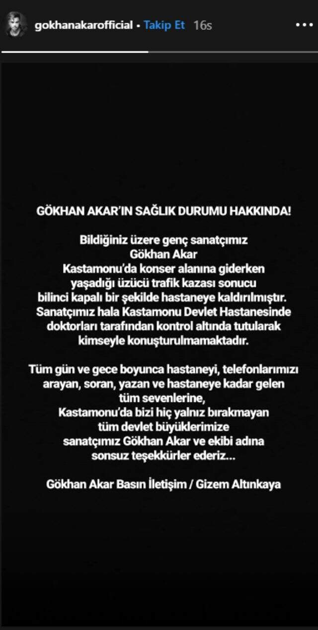 Ölümden dönen şarkıcı Gökhan Akar'ın uyandıktan sonraki ilk kelimesi 'Annem öğrendi mi?' oldu