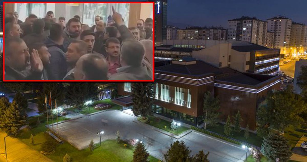 'Açım aç, çocuğum aç' diyen esnaf, Kayseri Büyükşehir Belediye binasına yürüdü