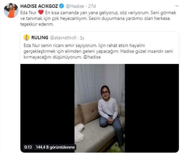 Hadise, epilepsi hastası hayranının çağrısına kayıtsız kalmadı: En kısa zamanda yan yana geliyoruz, söz veriyorum