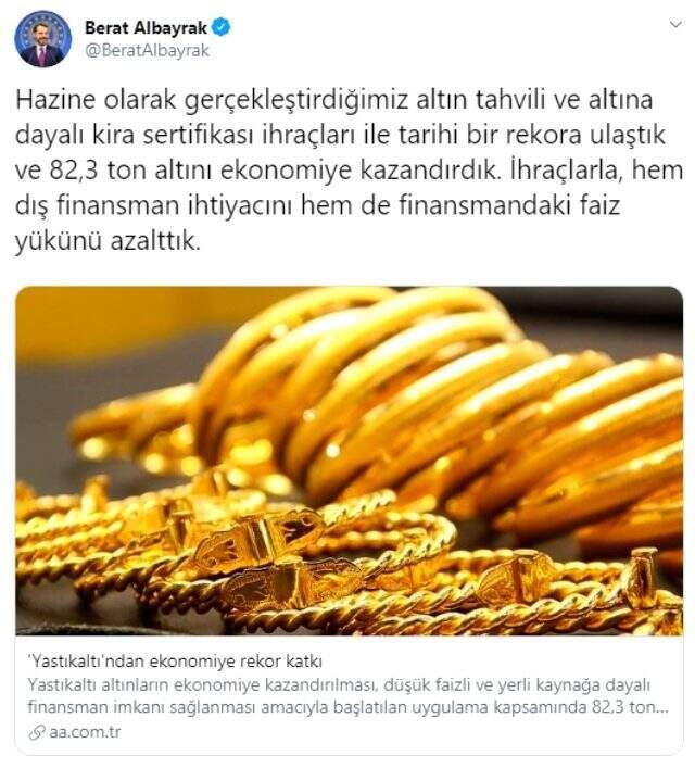 Son dakika: Bakan Albayrak: Altın tahvili ve altına dayalı kira sertifikası ihraçları ile tarihi bir rekora ulaştık