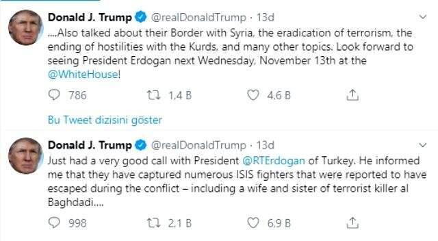 ABD Başkanı Trump'tan Erdoğan'la yaptıkları telefon görüşmesine ilişkin açıklama