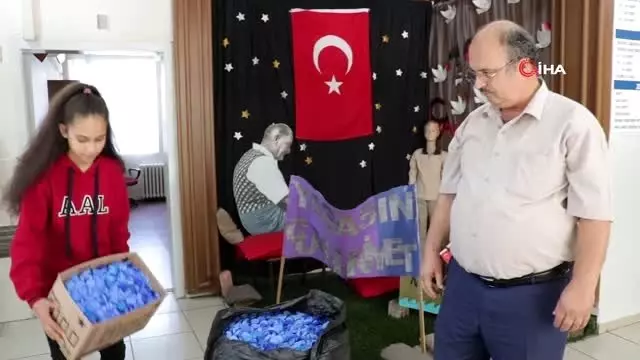 Baba kız topladıkları kapaklarla engellilere umut oldu