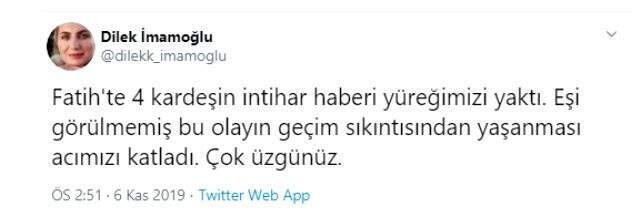Dilek İmamoğlu: 4 kardeşin intihar haberi yüreğimizi yaktı