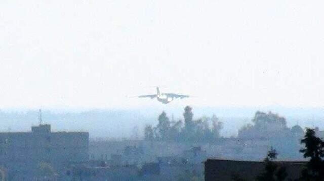 Kamışlı'ya inen Rus uçağı Nusaybin'den görüntülendi