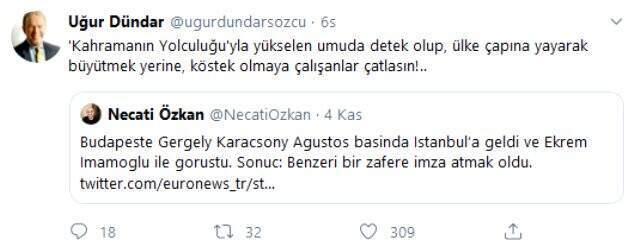 Uğur Dündar'dan Canan Kaftancığlu'na mesaj: Köstek olmaya çalışanlar çatlasın