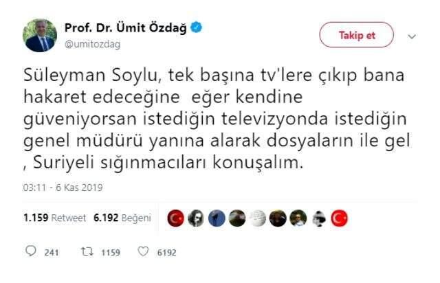 Ümit Özdağ'dan kendisi için 'Bu adamı tedavi ettirin' diyen Soylu'ya çağrı: Kendine güveniyorsan gel Suriyeli sığınmacıları konuşalım