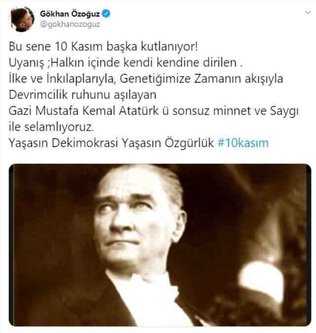 Gökhan Özoğuz'un 10 Kasım paylaşımı sosyal medyada tepki gördü