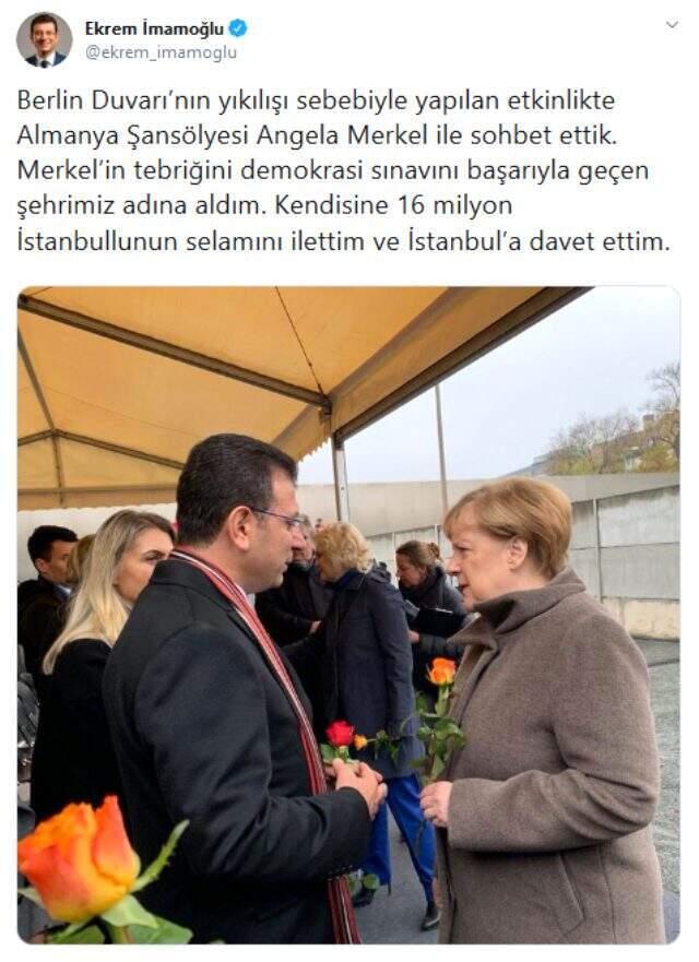İBB Başkanı Ekrem İmamoğlu'ndan Almanya Başbakanı Angela Merkel'e davet