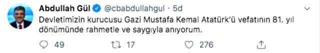 Abdullah Gül'den 10 Kasım mesajı