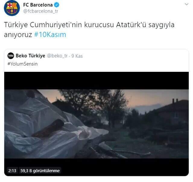 Barcelona Kulübü, Mustafa Kemal Atatürk'ü andı!