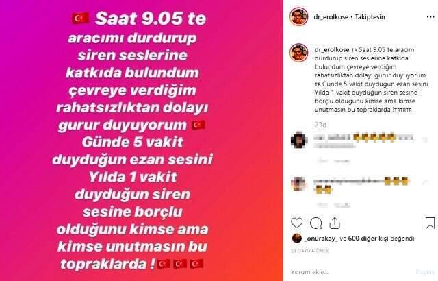 Şarkıcı Erol Köse, 10 Kasım paylaşımıyla dikkat çekti