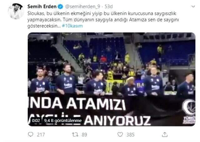 Semih Erden'den Atatürk pankartını tutmayan Sloukas'a tepki!
