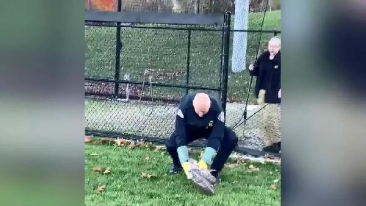 Ağa takılan şahini polis kurtardı