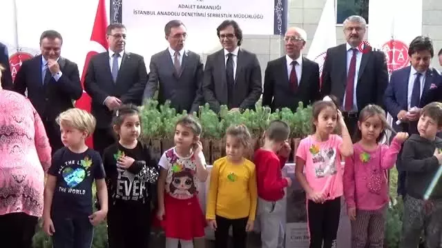 Anadolu Adalet Sarayı'nda 500 fidan toprakla buluştu Anadolu Adalet Sarayı'nda 500 fidan toprakla buluştu