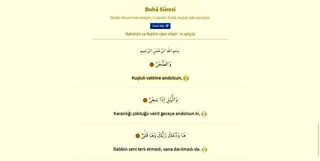Duha suresi fazileti nedir? Duha suresi dinle! Duha suresi Arapça ve Duha suresi Türkçe okunuşu
