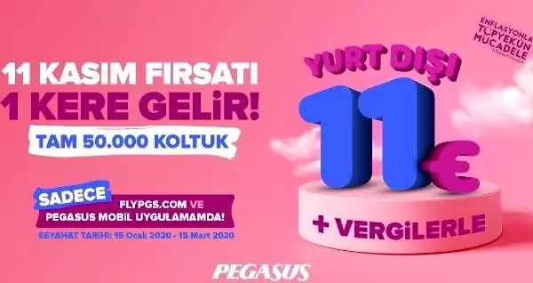 Pegasus'tan 11.11 kampanyası Pegasus'tan 11.11 kampanyası