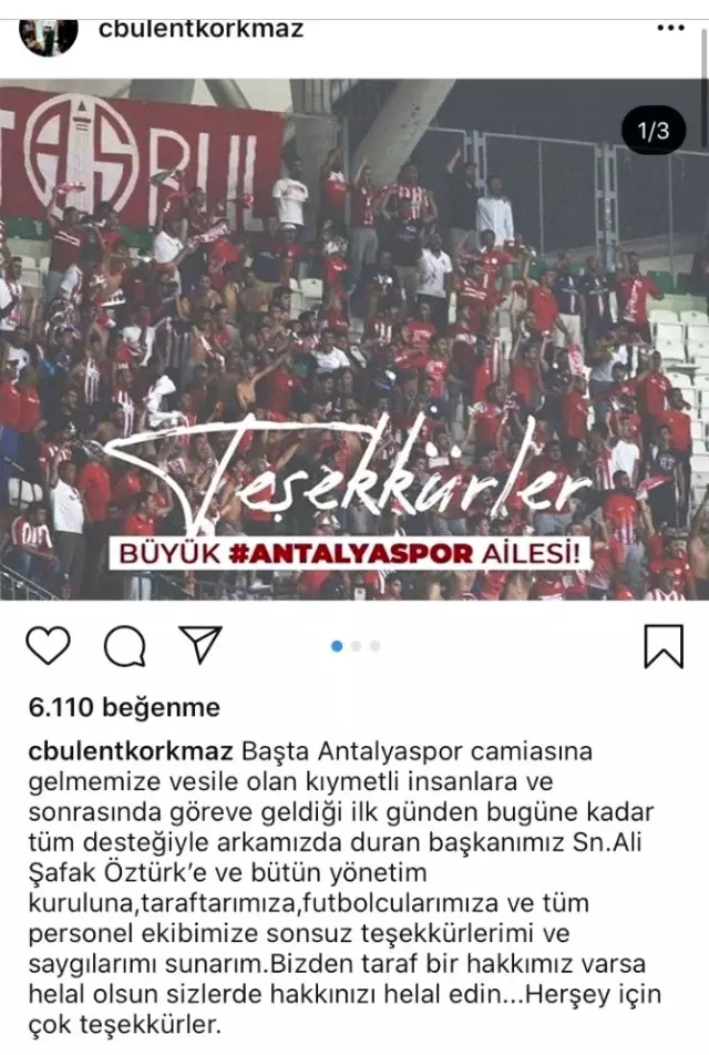 Antalyaspor'da Bülent Korkmaz'dan veda mesajı Antalyaspor'da Bülent Korkmaz'dan veda mesajı
