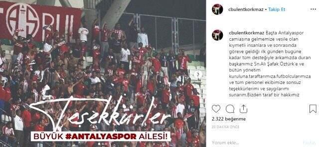 Antalyaspor'da Bülent Korkmaz dönemi sona erdi