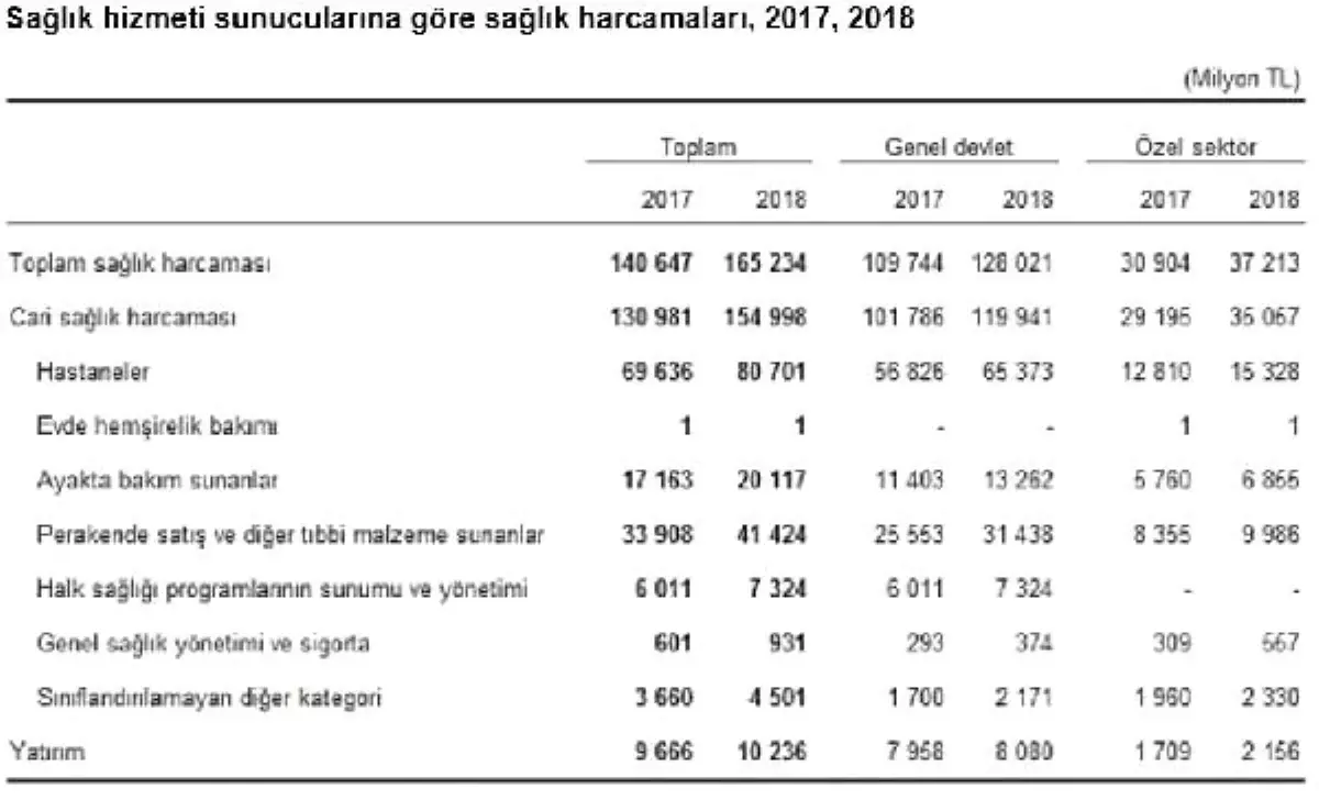Sağlık harcaması 2018'de yüzde 17.5 artışla 165 milyar lira